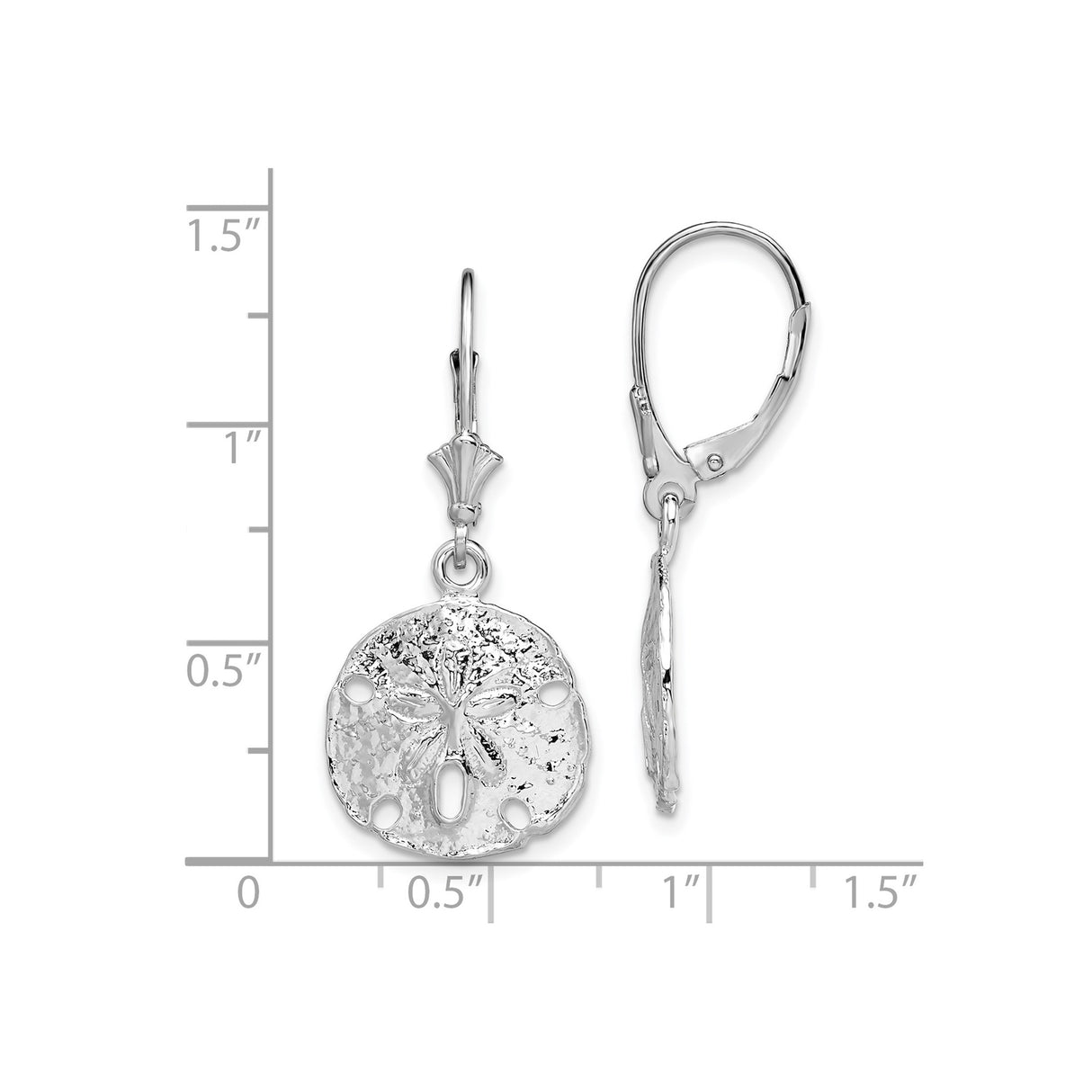 Sterling Silver Sand Dollar Drop Earrings, Nautical Ocean-Inspired Design for Women