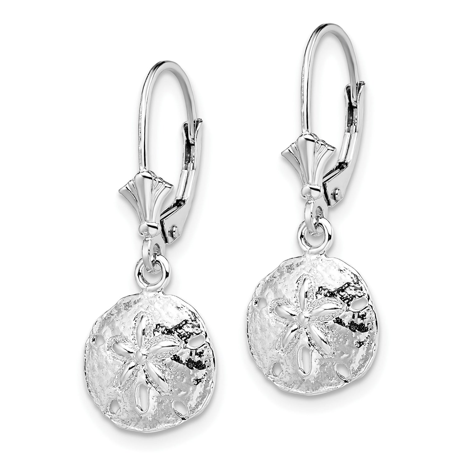 Sterling Silver Dangle Earrings with Sand Dollar Charm, Coastal Ocean Theme for Women