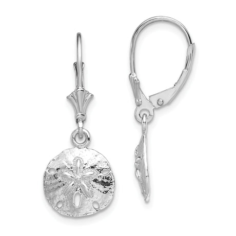 Sterling Silver Dangle Earrings with Sand Dollar Charm, Coastal Ocean Theme for Women