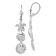 Sterling Silver Dangle Earrings with Starfish, Seashell, and Sand Dollar Charms, Nautical Theme