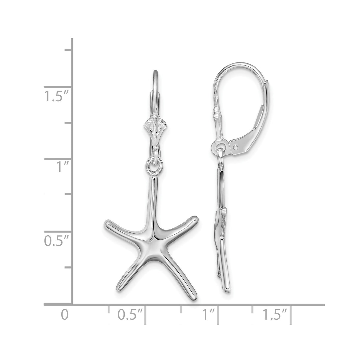 Sterling Silver Starfish Dangle Earrings with Leverback Closures, Nautical Ocean-Inspired Design