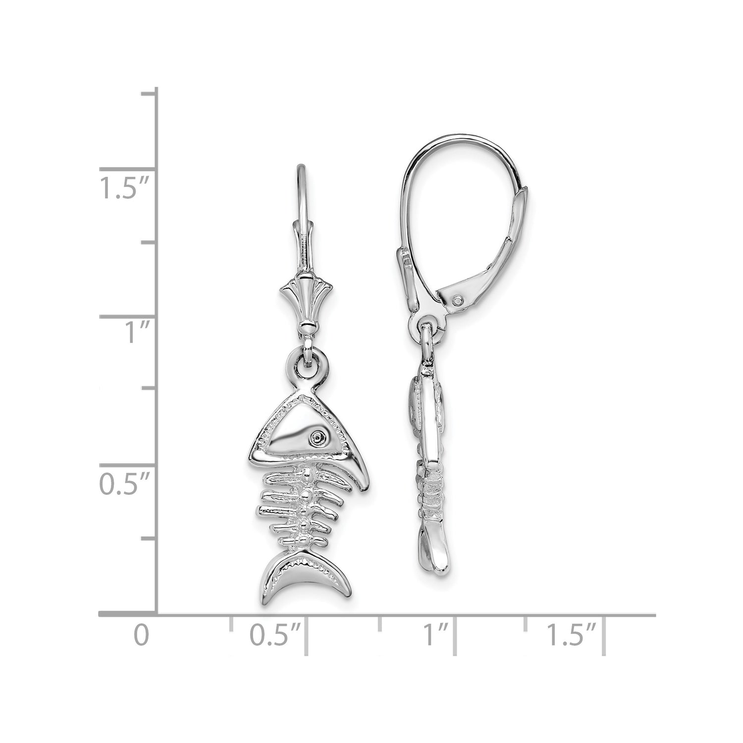 Sterling Silver Fishbone Dangle Earrings, Nautical Skeleton Fish Design, Ocean Style for Women