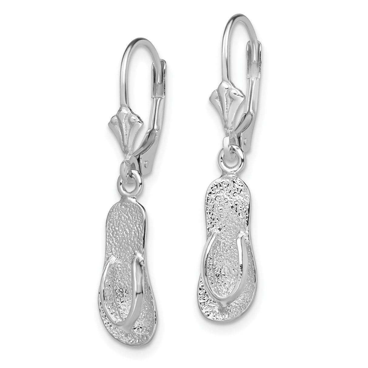 Sterling Silver Dangle Earrings with Flip Flop Sandal Charms, Leverback Coastal Style