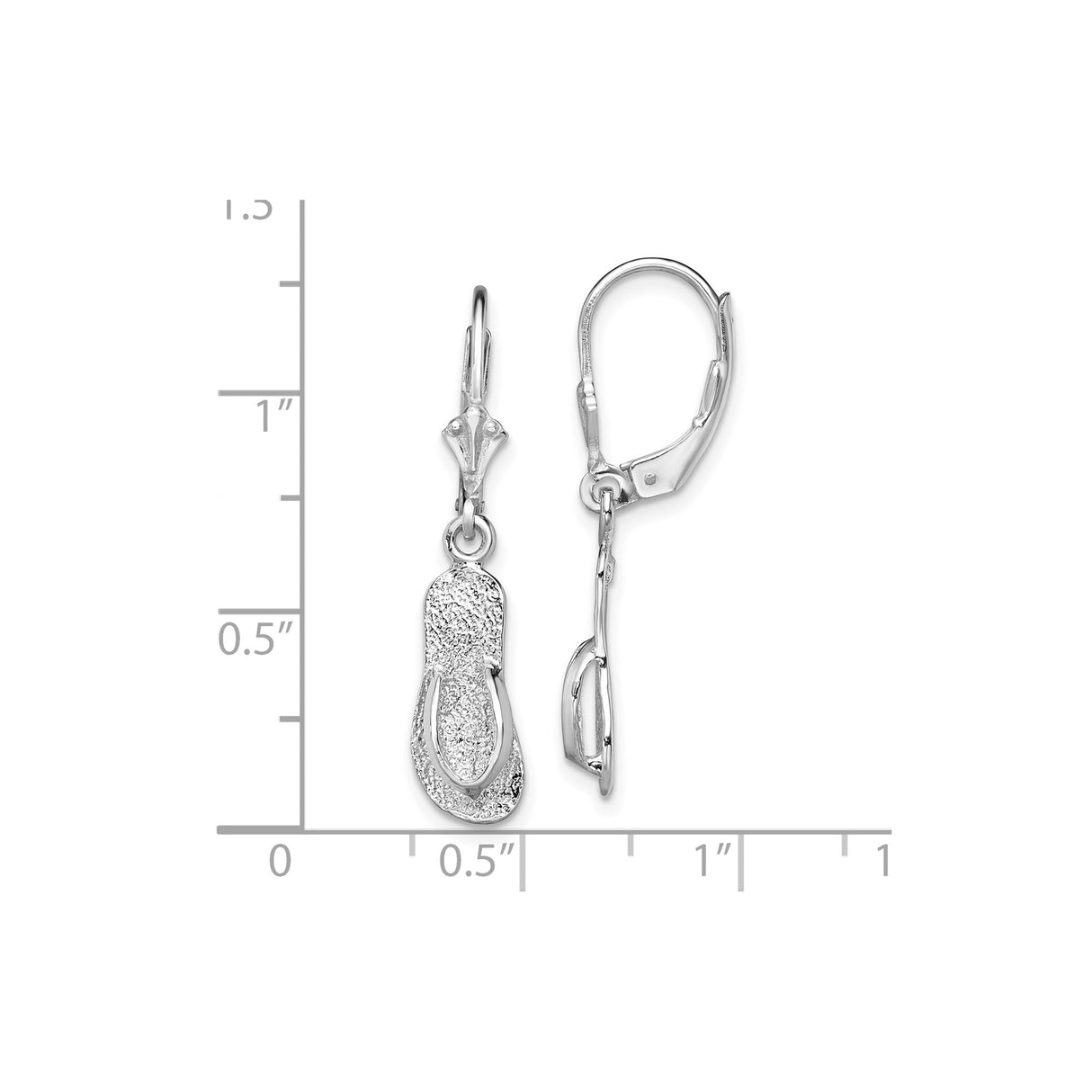 Sterling Silver Dangle Earrings with Flip Flop Sandal Charms, Leverback Coastal Style