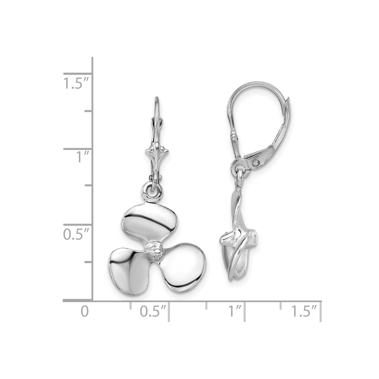 Sterling Silver Leverback Dangle Earrings with Boat Propeller Charms, Nautical Style