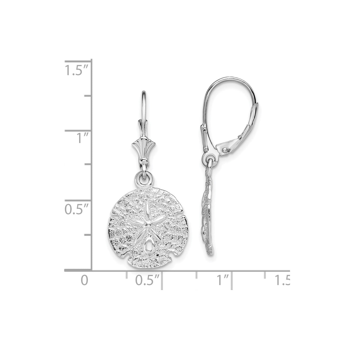 Sterling Silver Sand Dollar Dangle Earrings, Nautical Beach-Inspired Design for Women