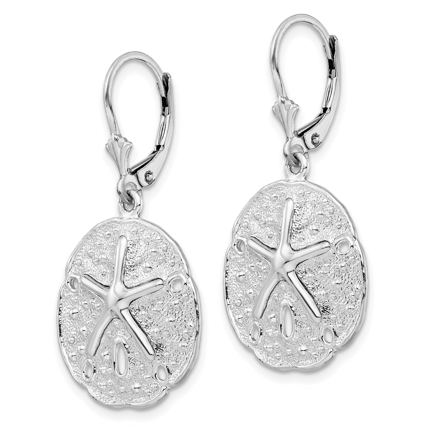 Sterling Silver Dangle Earrings with Sand Dollar and Starfish Charm, Nautical Beach Theme