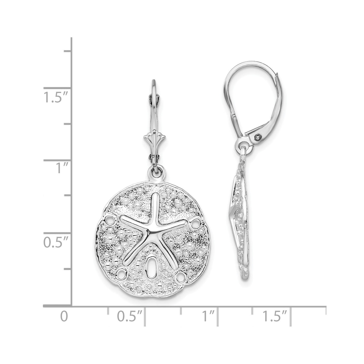 Sterling Silver Dangle Earrings with Sand Dollar and Starfish Charm, Nautical Beach Theme