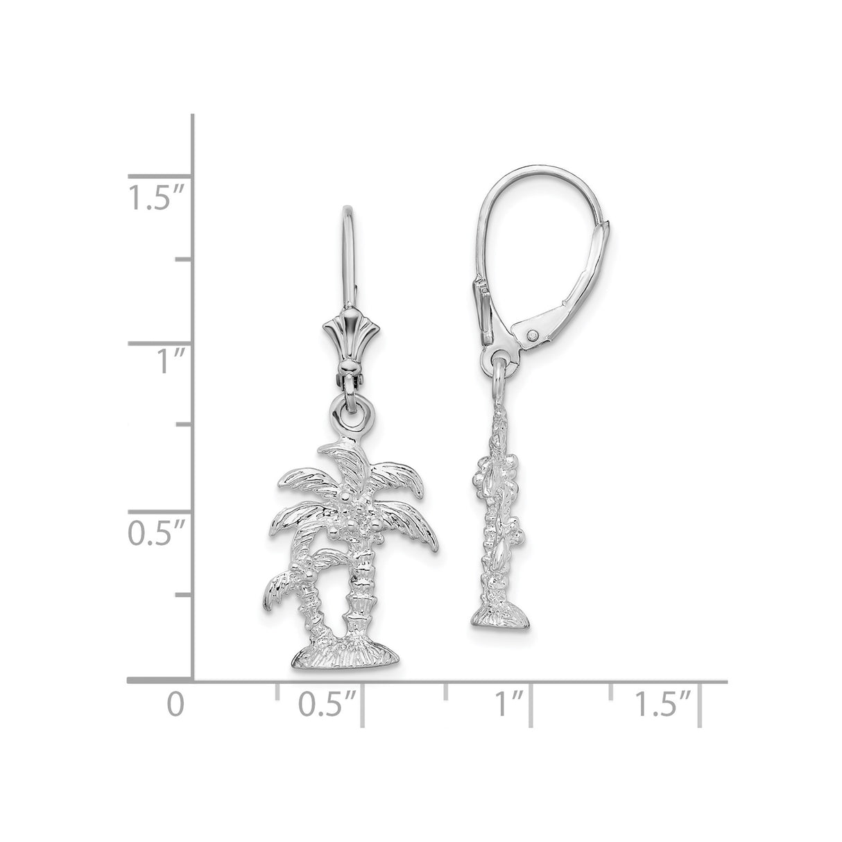 Sterling Silver Palm Tree Dangle Earrings, Tropical Island Design for Women