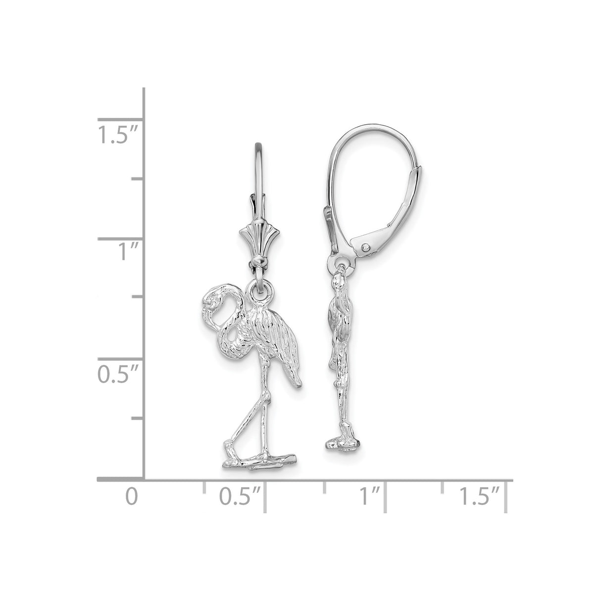 Sterling Silver Flamingo Dangle Earrings, Tropical Bird Design with Leverbacks, Boho Summer Style