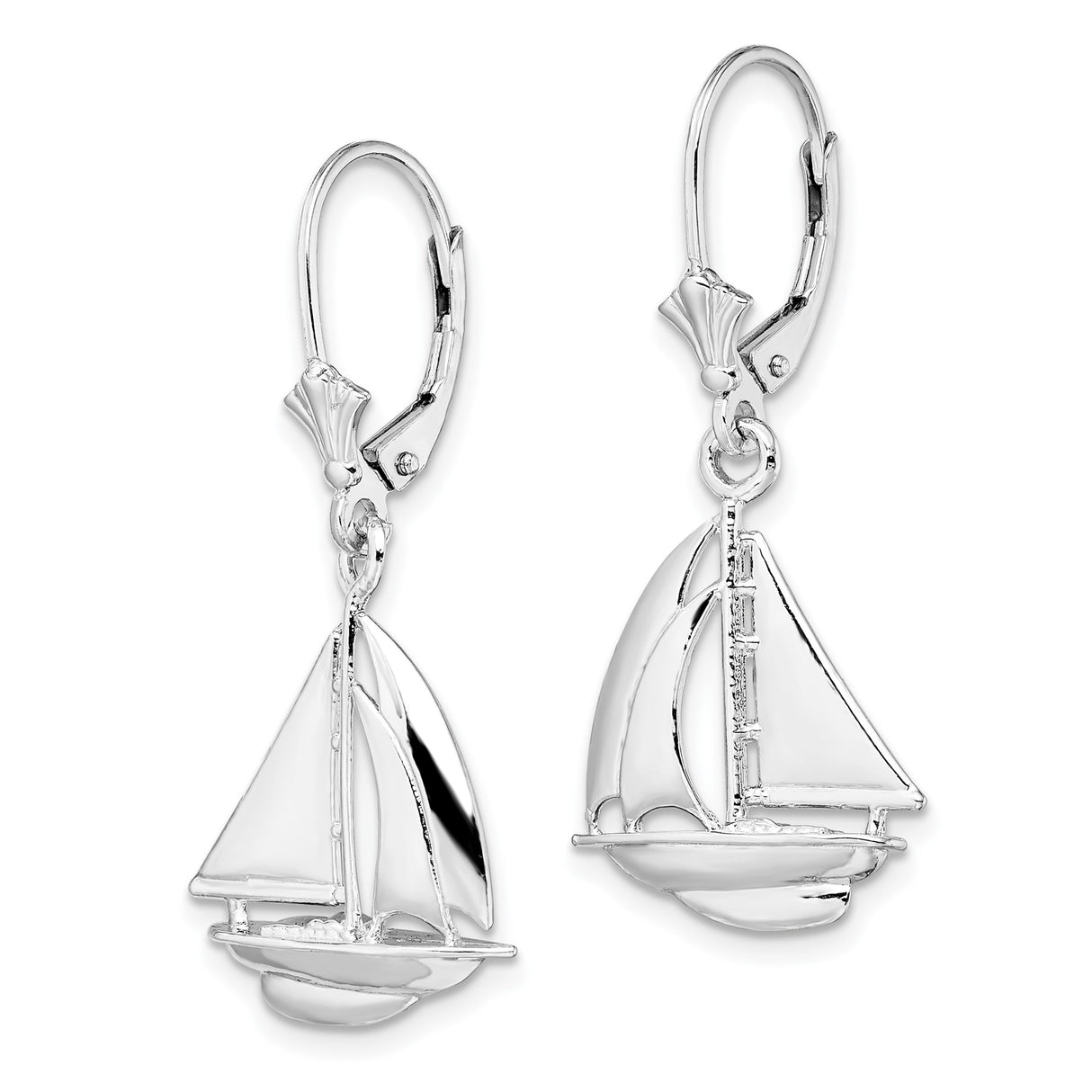 Sterling Silver Sailboat Dangle Earrings, Nautical Yacht Charm, Coastal Summer Style