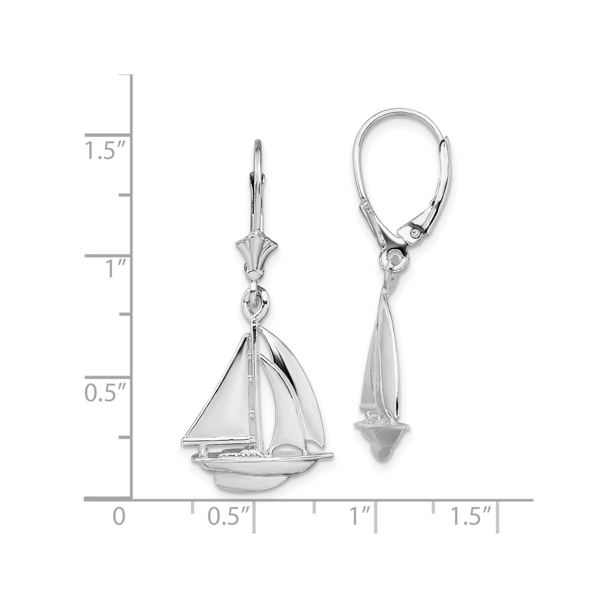 Sterling Silver Sailboat Dangle Earrings, Nautical Yacht Charm, Coastal Summer Style