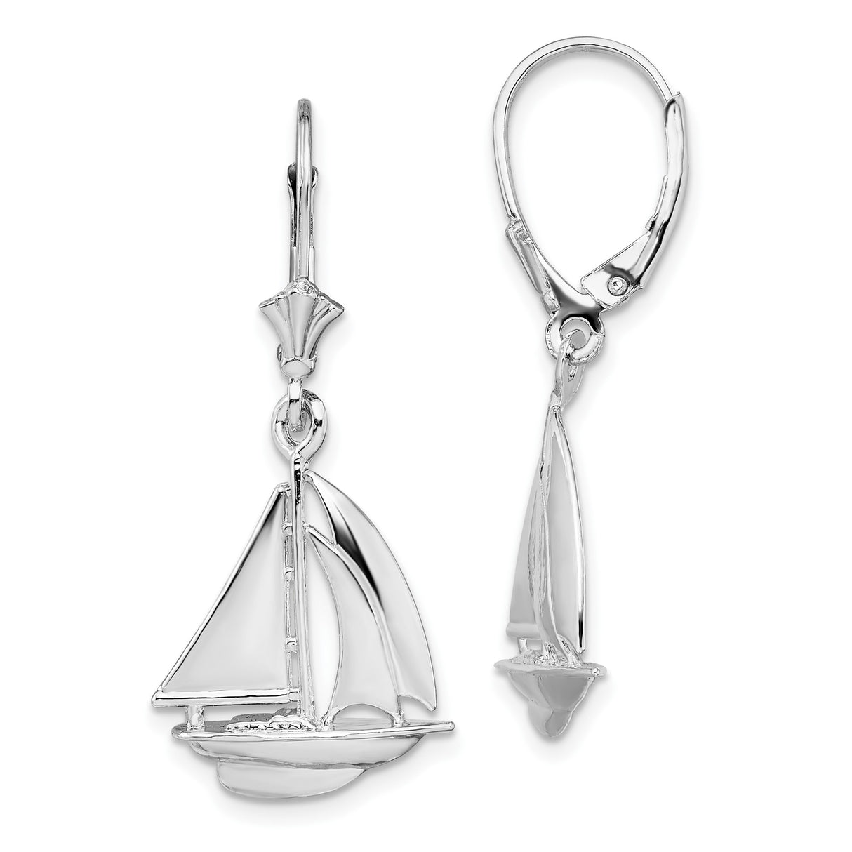 Sterling Silver Sailboat Dangle Earrings, Nautical Yacht Charm, Coastal Summer Style