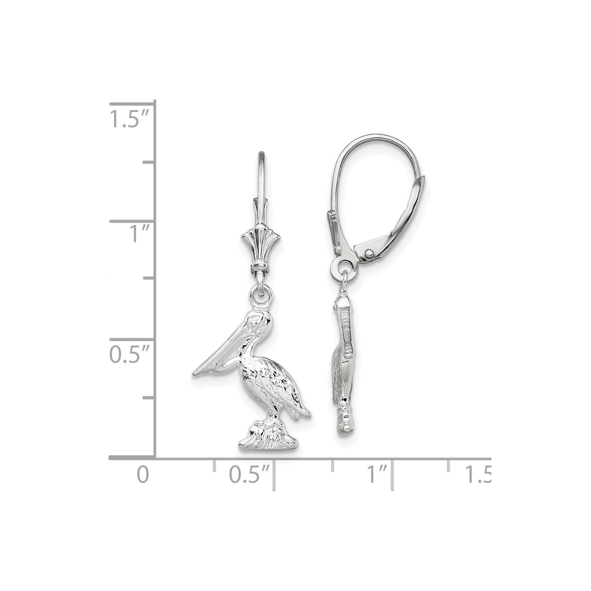 Sterling Silver Pelican Dangle Earrings, 3D Bird Charms, Nautical Ocean Wildlife Design