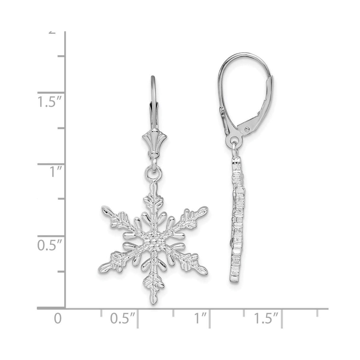 Sterling Silver Snowflake Dangle Earrings with Leverback Closure, Winter Cut-Out Design