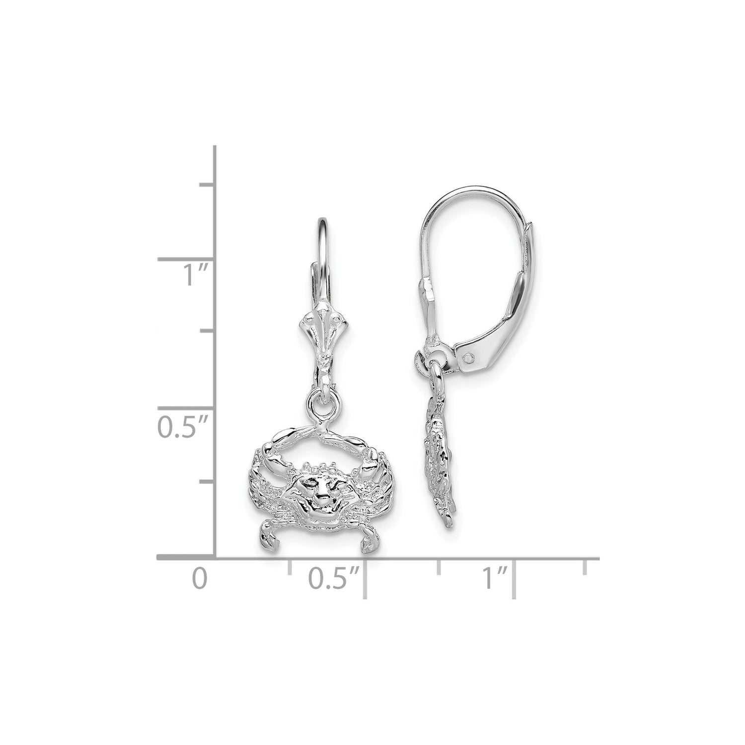 Sterling Silver Crab Dangle Earrings with Leverback Hooks, Nautical Astrology Jewelry for Women