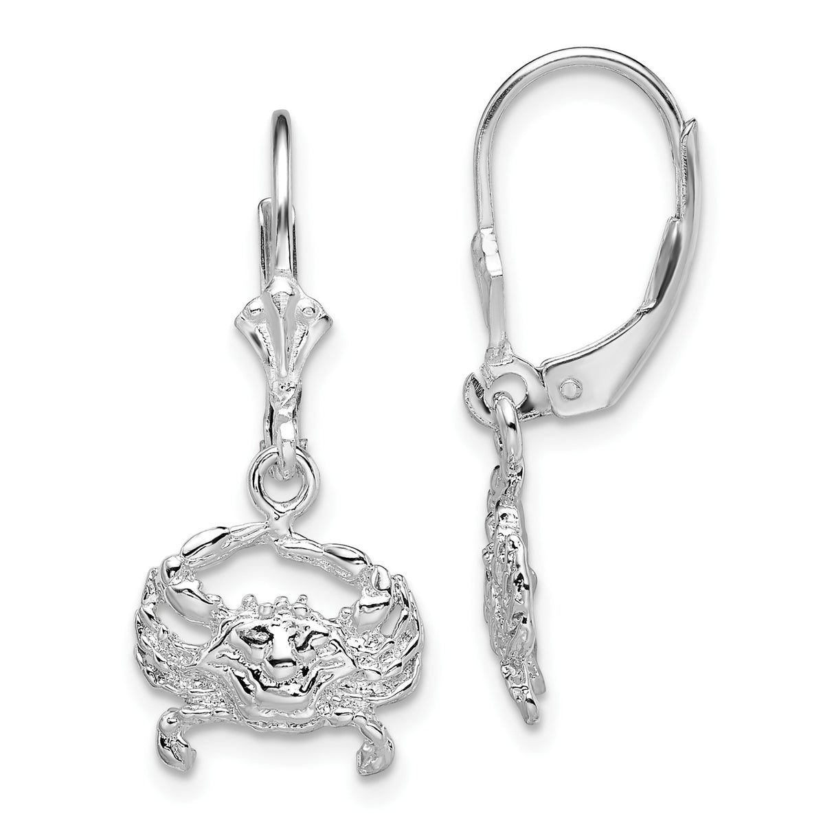 Sterling Silver Crab Dangle Earrings with Leverback Hooks, Nautical Astrology Jewelry for Women