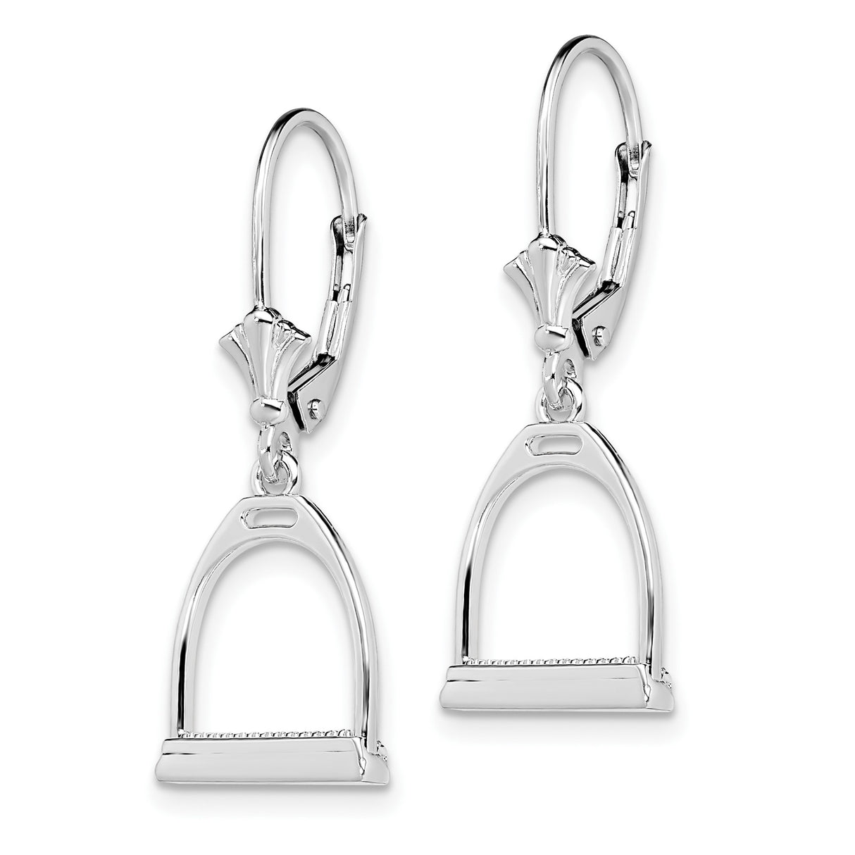 Sterling Silver Stirrup Dangle Earrings with Leverback Closures, Equestrian Style for Women