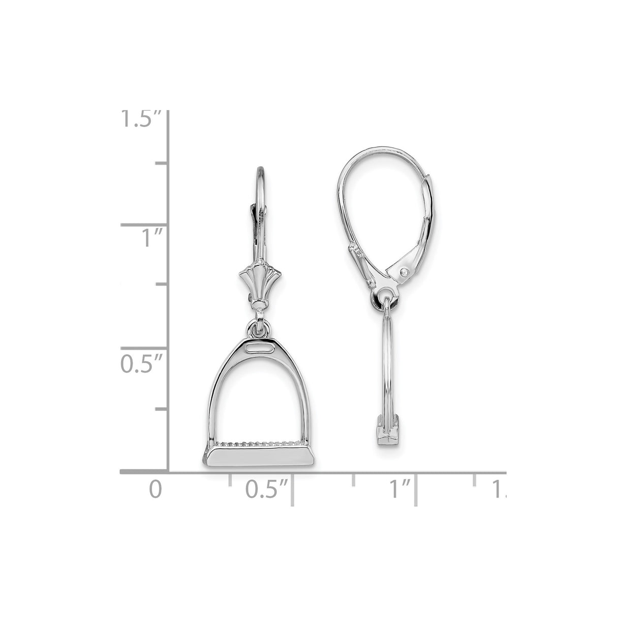 Sterling Silver Stirrup Dangle Earrings with Leverback Closures, Equestrian Style for Women