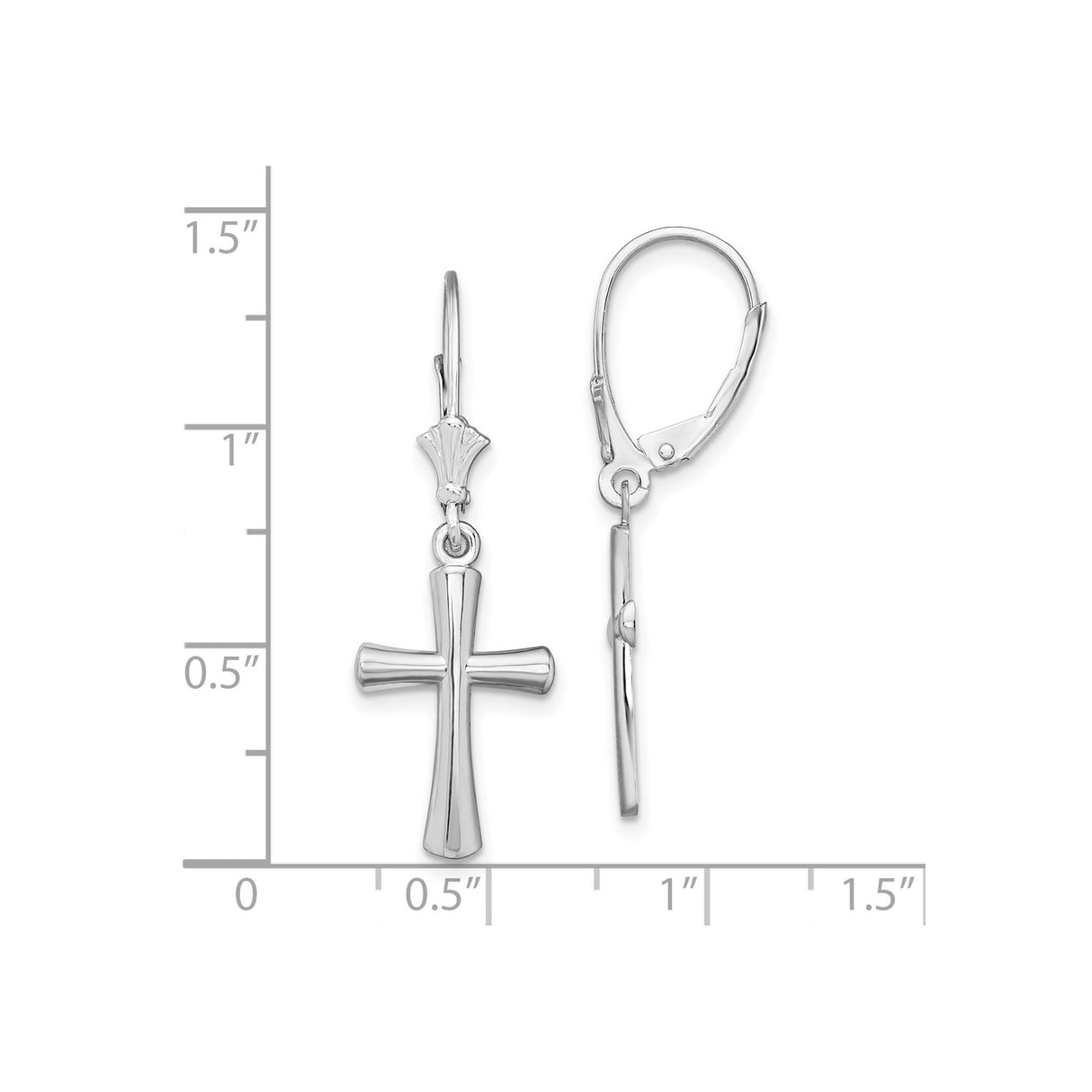 Sterling Silver Leverback Cross Earrings with Beveled Charm Design