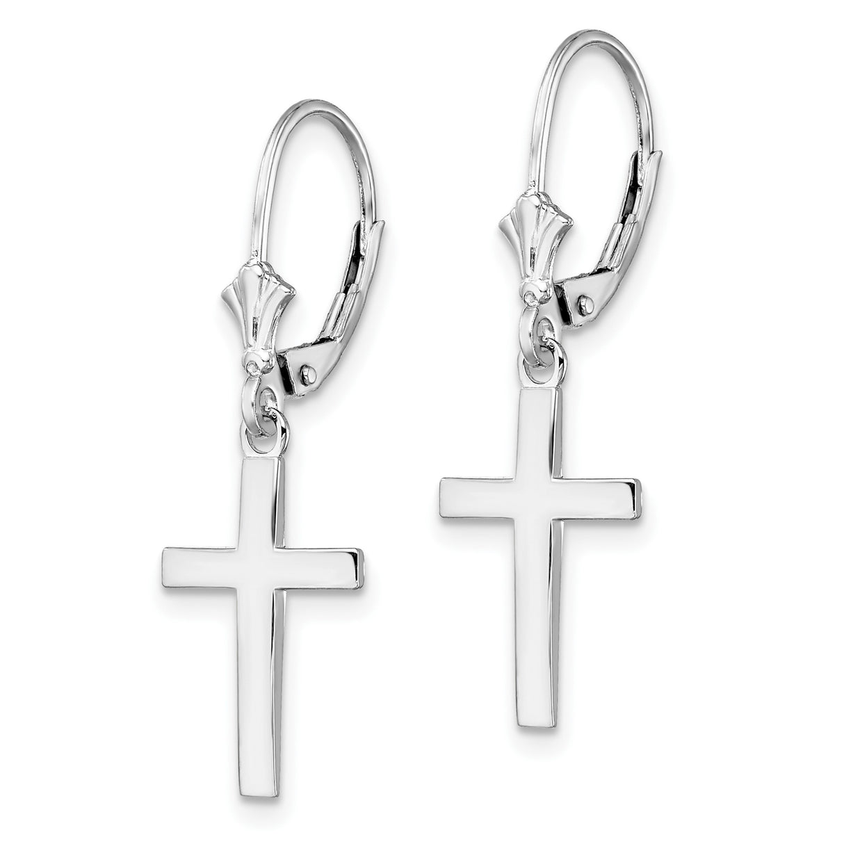 Sterling Silver Dangle Earrings with Latin Cross Design and Leverback Hooks