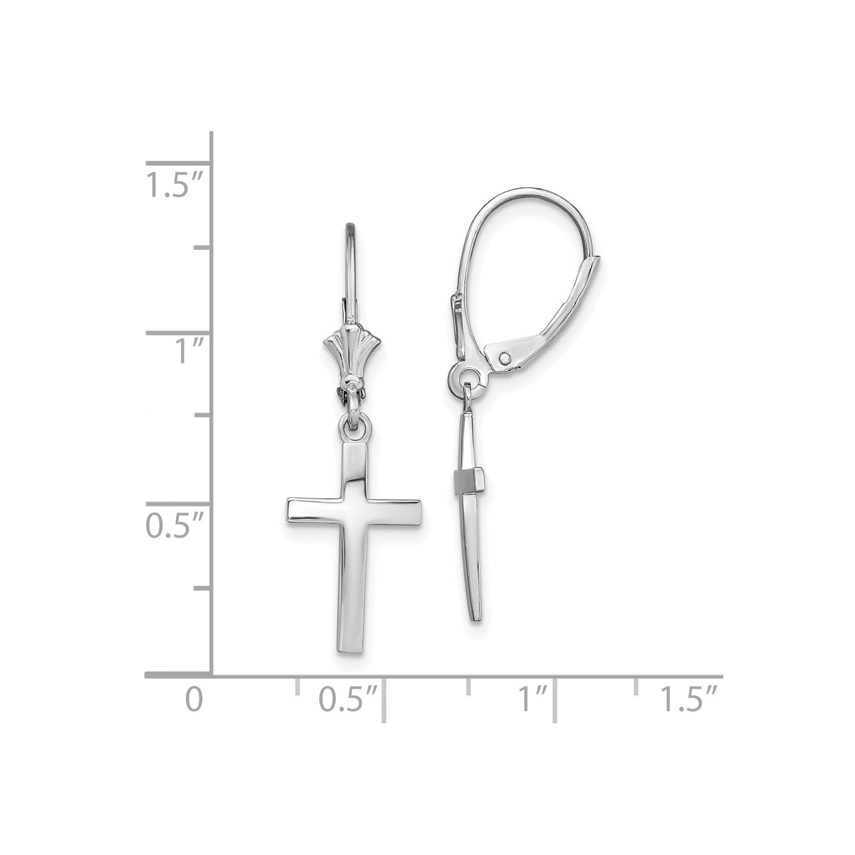 Sterling Silver Dangle Earrings with Latin Cross Design and Leverback Hooks