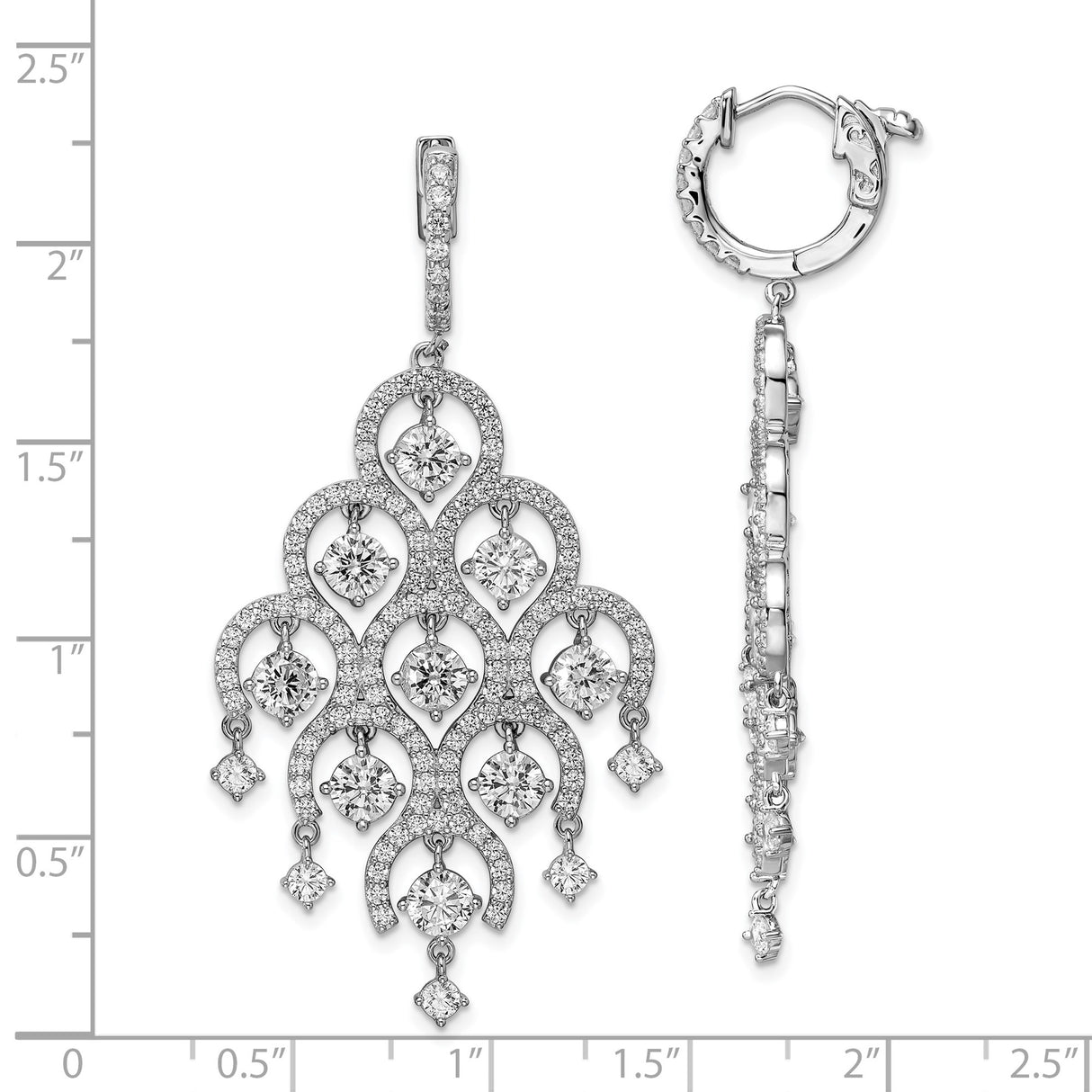 Sterling Silver Chandelier Drop Earrings with Cubic Zirconia, Vintage Cascading Teardrop Design