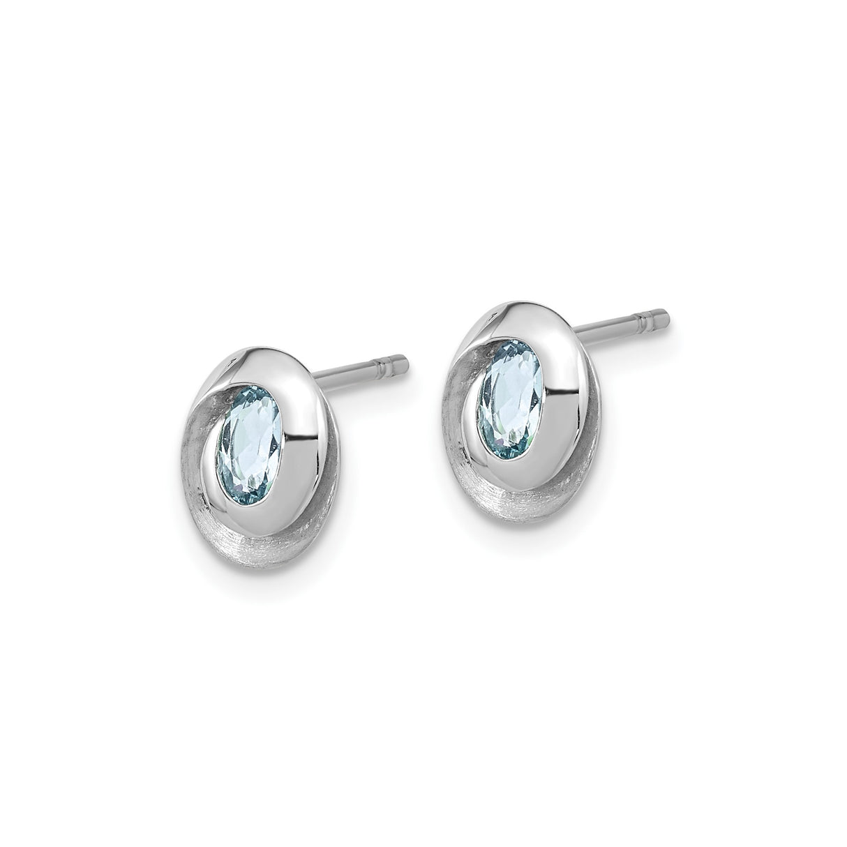 Sterling Silver Stud Earrings with Sky Blue Topaz in Modern Swirl Design for Women
