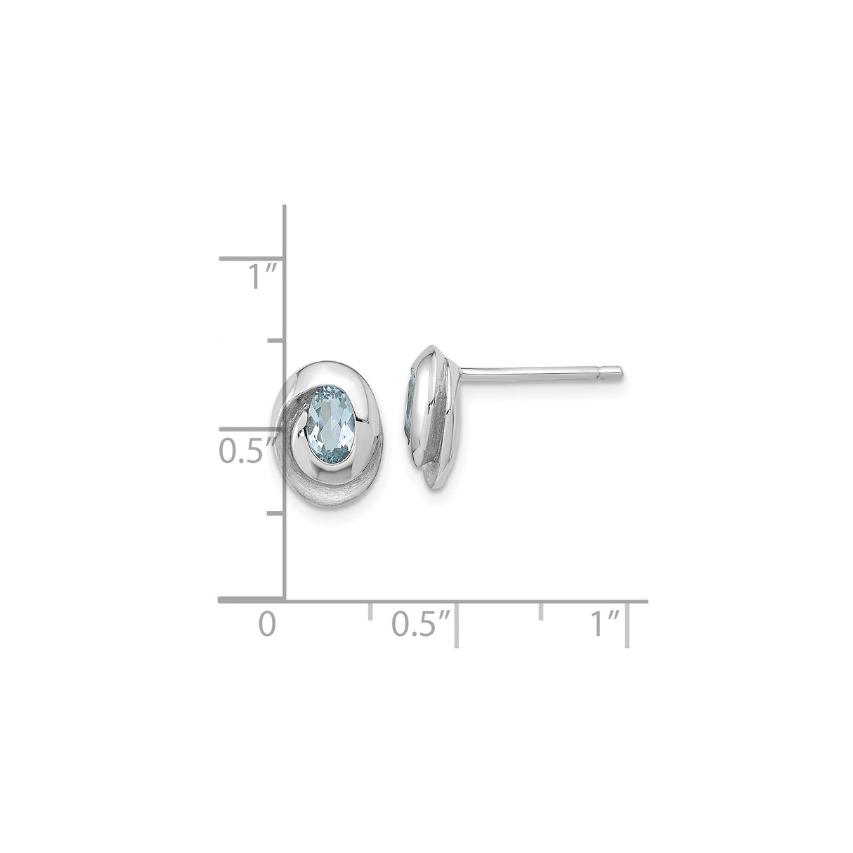 Sterling Silver Stud Earrings with Sky Blue Topaz in Modern Swirl Design for Women