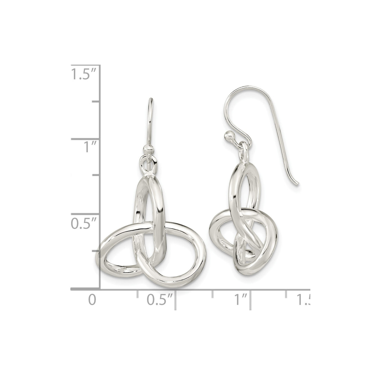 Sterling Silver Dangle Earrings with Openwork Trinity Knot, Celtic Irish Heritage Design