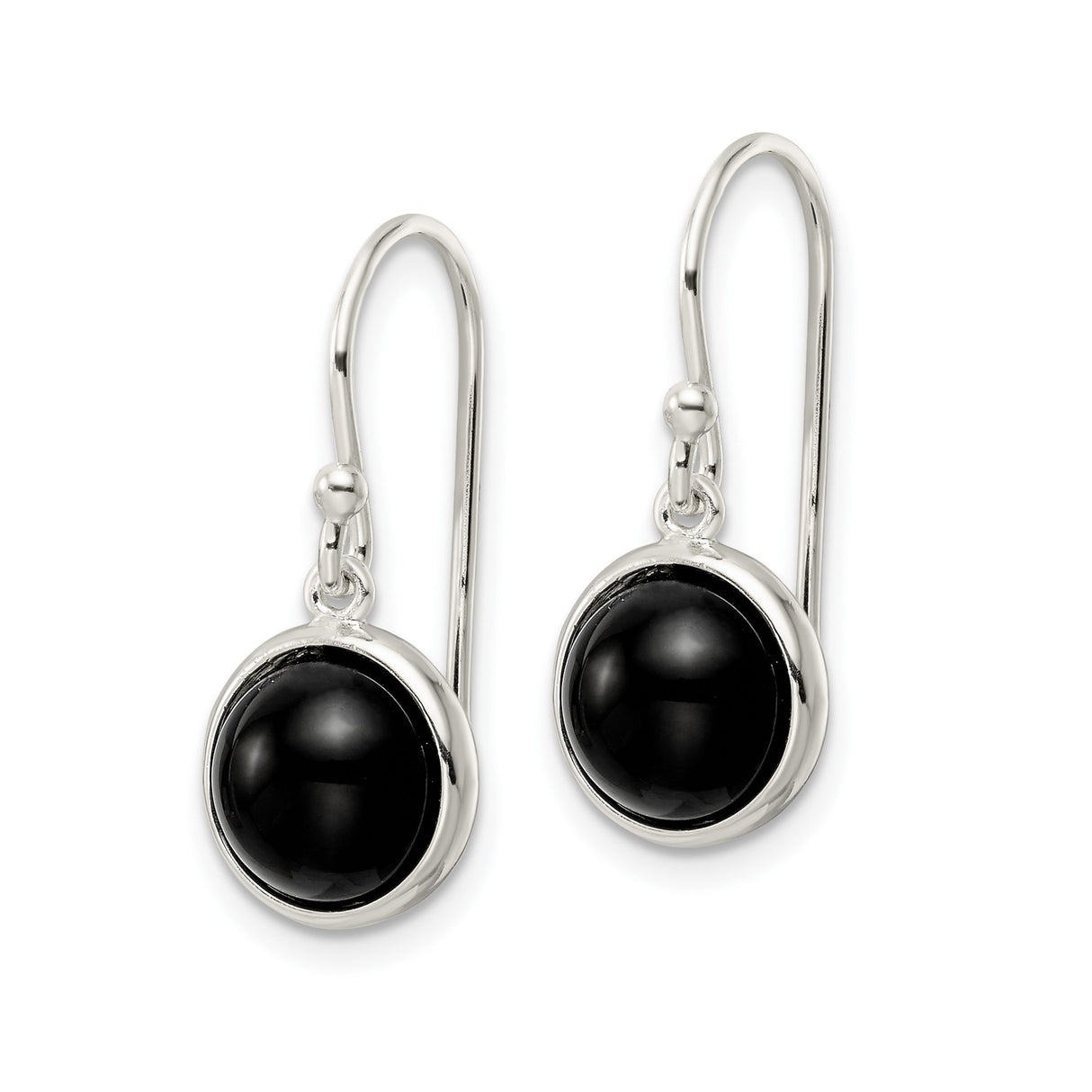 Sterling Silver Dangle Earrings with Black Onyx, Minimalist Drop Design for Women