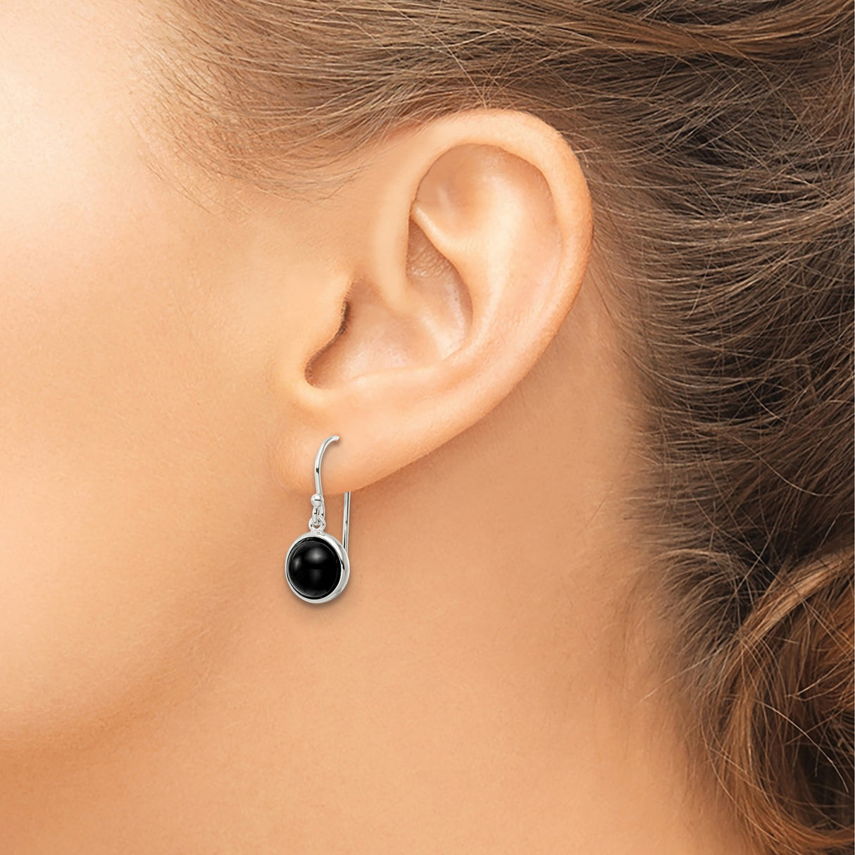Sterling Silver Dangle Earrings with Black Onyx, Minimalist Drop Design for Women