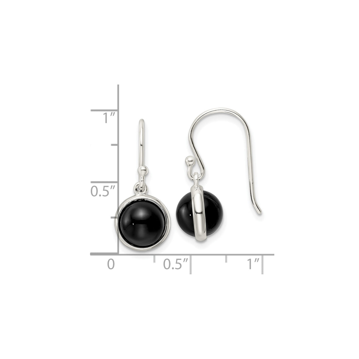 Sterling Silver Dangle Earrings with Black Onyx, Minimalist Drop Design for Women
