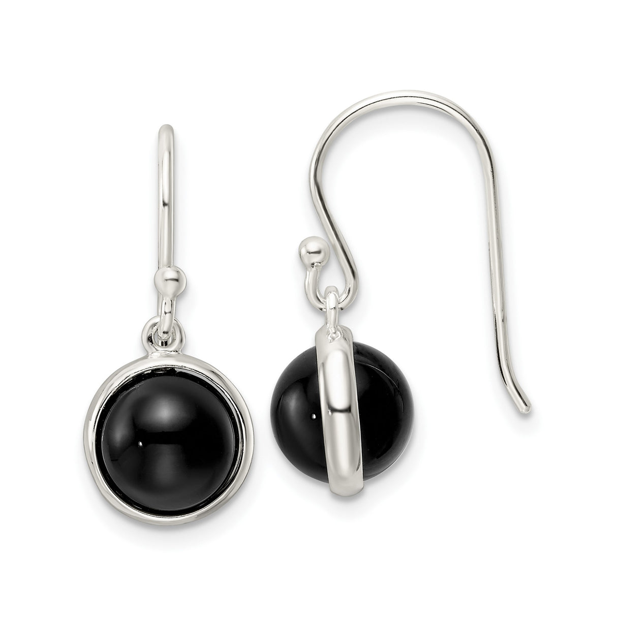 Sterling Silver Dangle Earrings with Black Onyx, Minimalist Drop Design for Women