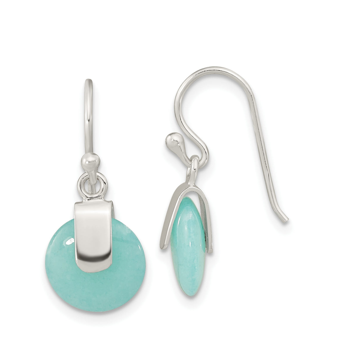 Sterling Silver Dangle Earrings with Created Turquoise, Bezel Set Minimalist Design