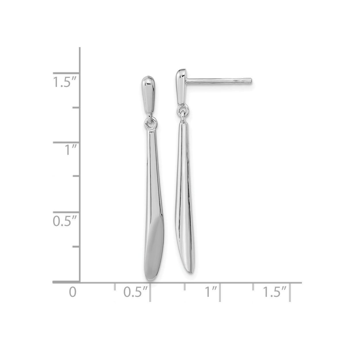 Sterling Silver Drop Earrings, Elongated Teardrop Dangle with Polished Finish, Minimalist Design