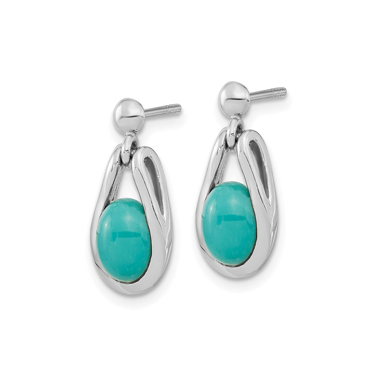 Sterling Silver Teardrop Earrings with Turquoise, Modern Boho Dangle Design for Women
