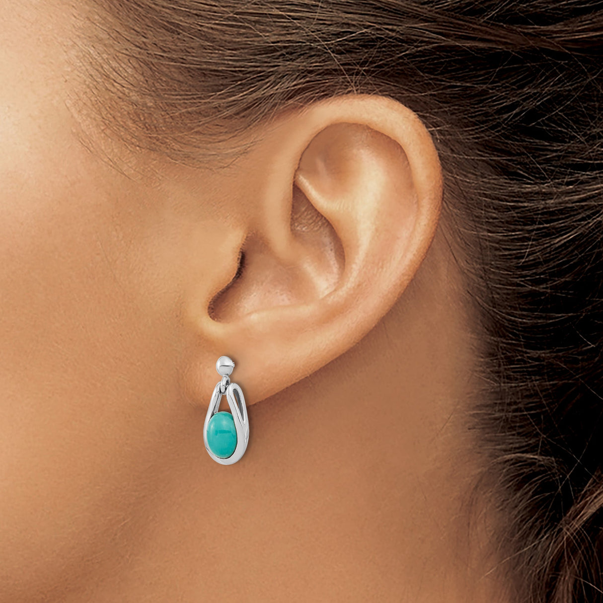 Sterling Silver Teardrop Earrings with Turquoise, Modern Boho Dangle Design for Women