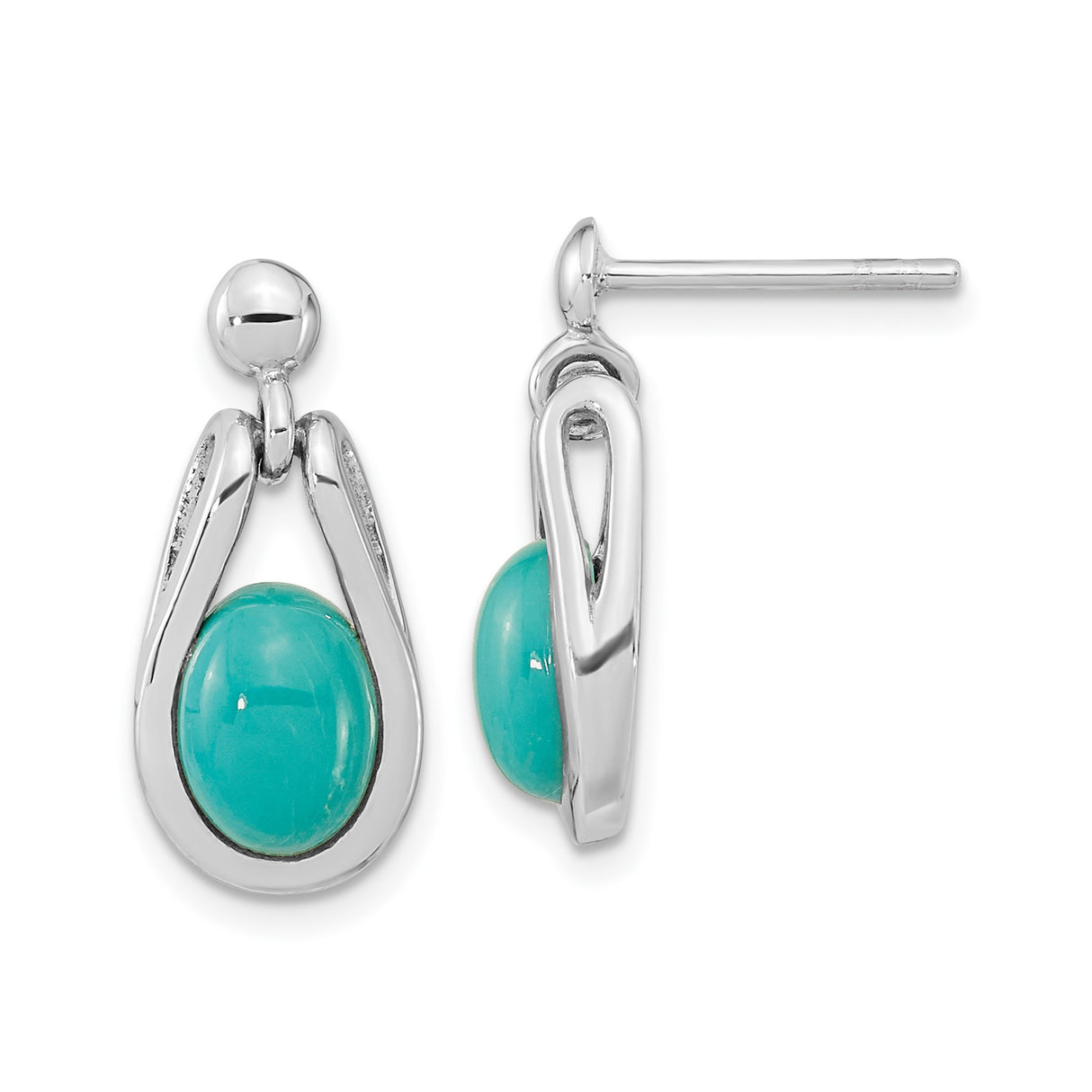 Sterling Silver Teardrop Earrings with Turquoise, Modern Boho Dangle Design for Women