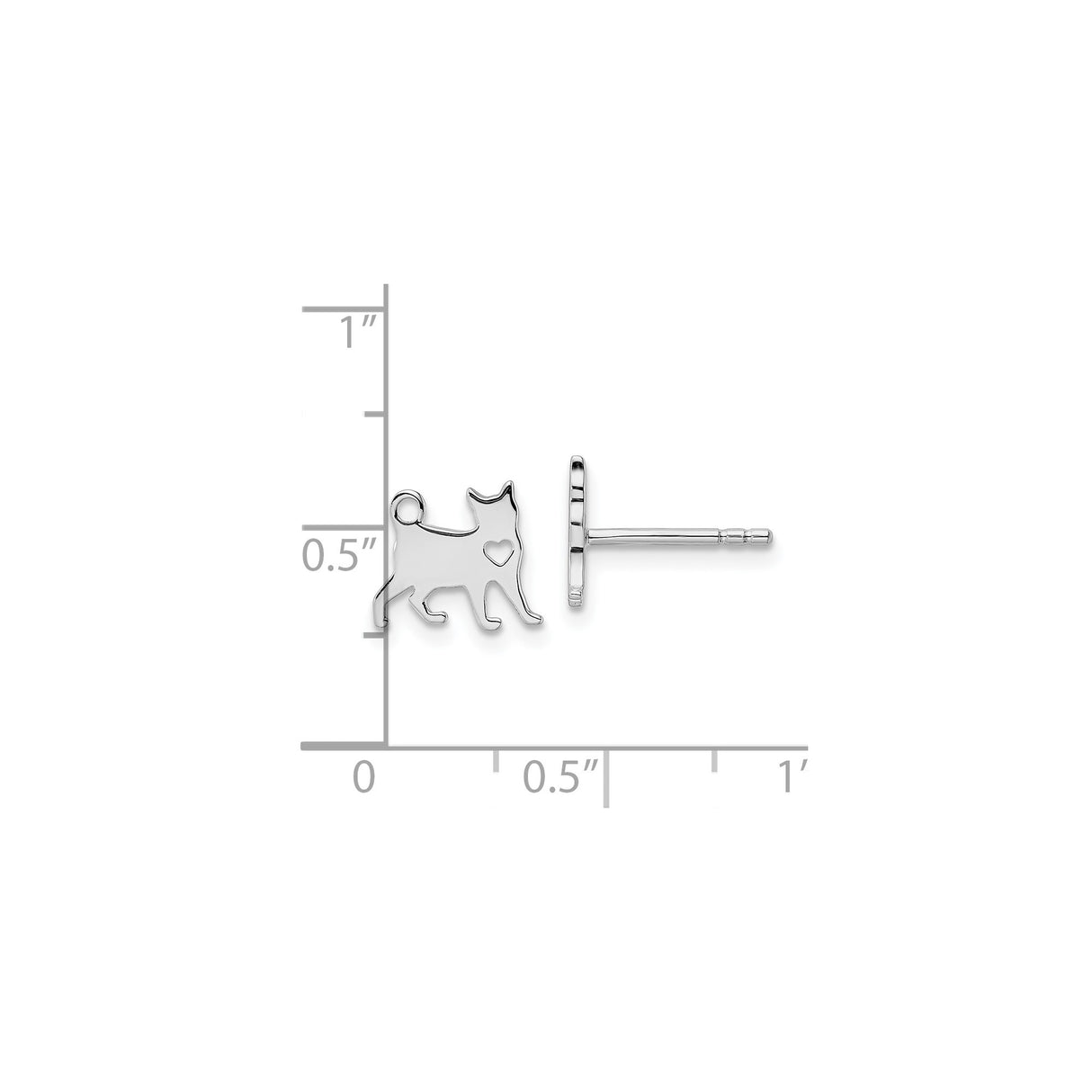 Sterling Silver Dog Shaped Stud Earrings with Heart Cutout Design