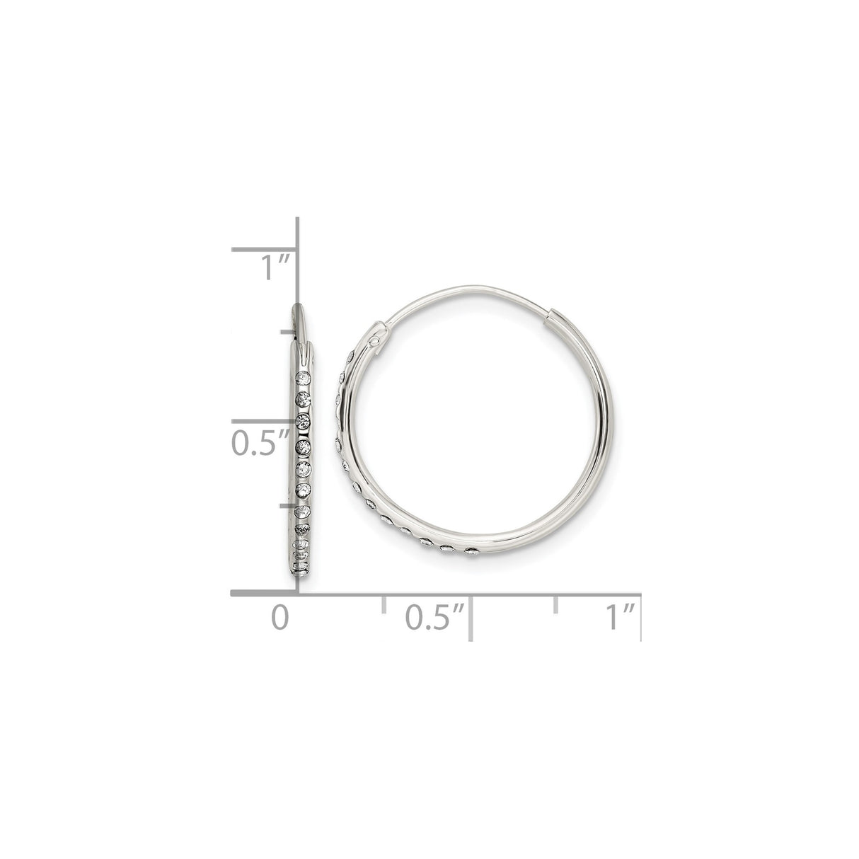 Sterling Silver Hoop Earrings with Clear Cubic Zirconia Accents, Sleek Polished Finish