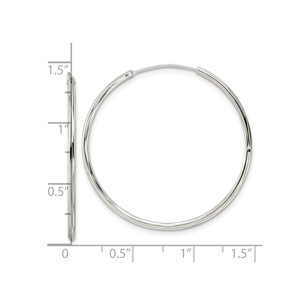 Sterling Silver Hoop Earrings, Twisted Design with Polished High Shine Finish, Minimalist Style