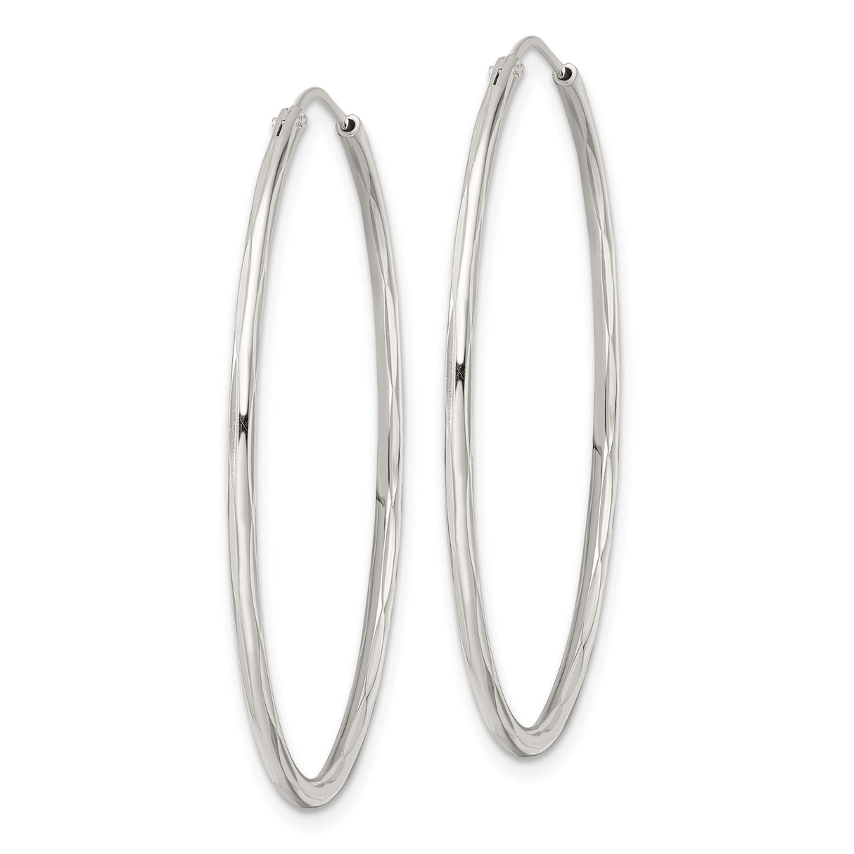 Sterling Silver Hoop Earrings, Lightweight Polished Round Minimalist Design for Women