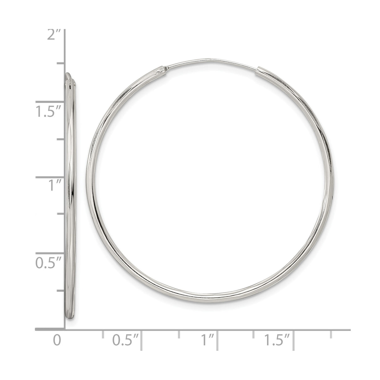 Sterling Silver Hoop Earrings, Lightweight Polished Round Minimalist Design for Women