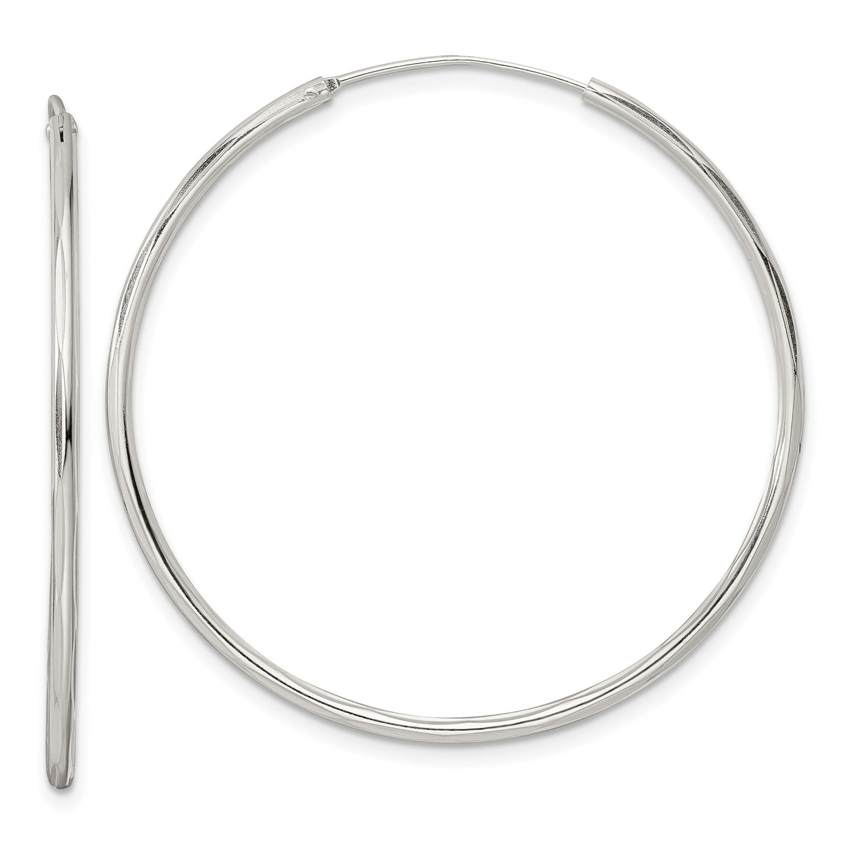 Sterling Silver Hoop Earrings, Lightweight Polished Round Minimalist Design for Women