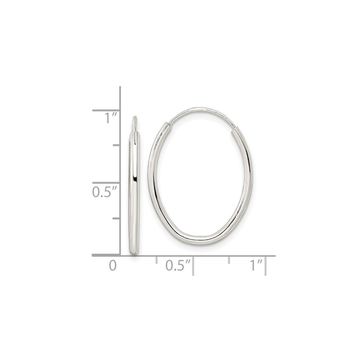 Sterling Silver Oval Hoop Earrings, Polished Minimalist Endless Design for Women