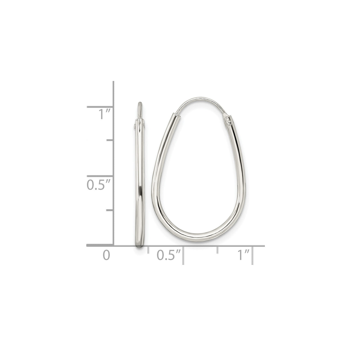 Sterling Silver Teardrop Hoop Earrings, Polished Minimalist Design for Women