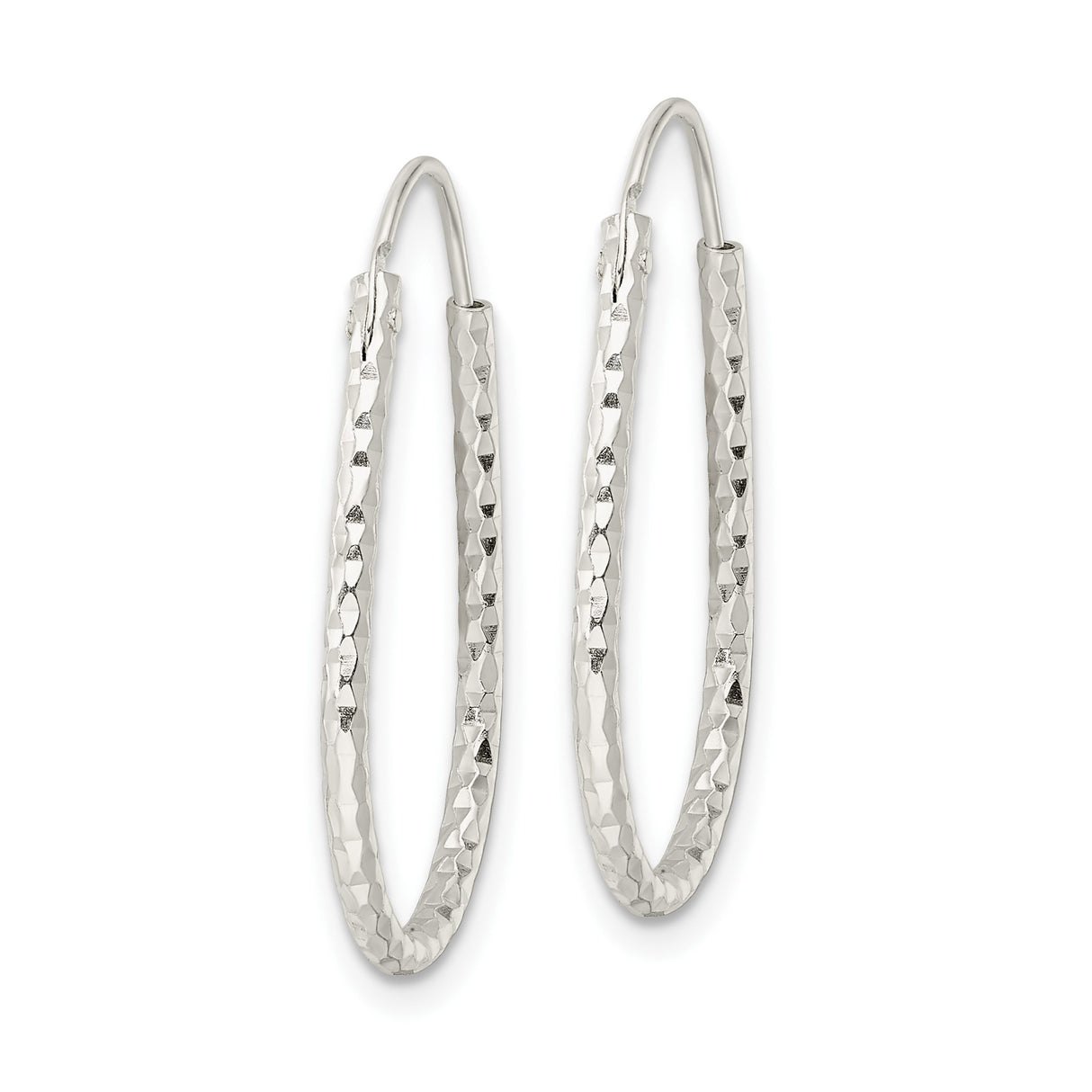 Sterling Silver Twisted Teardrop Hoop Earrings with Diamond-Cut Textured Finish