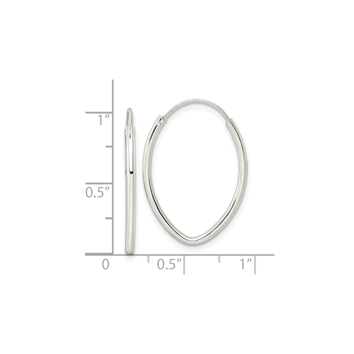 Sterling Silver Oval Hoop Earrings, Sleek Teardrop Shape, Lightweight Modern Design