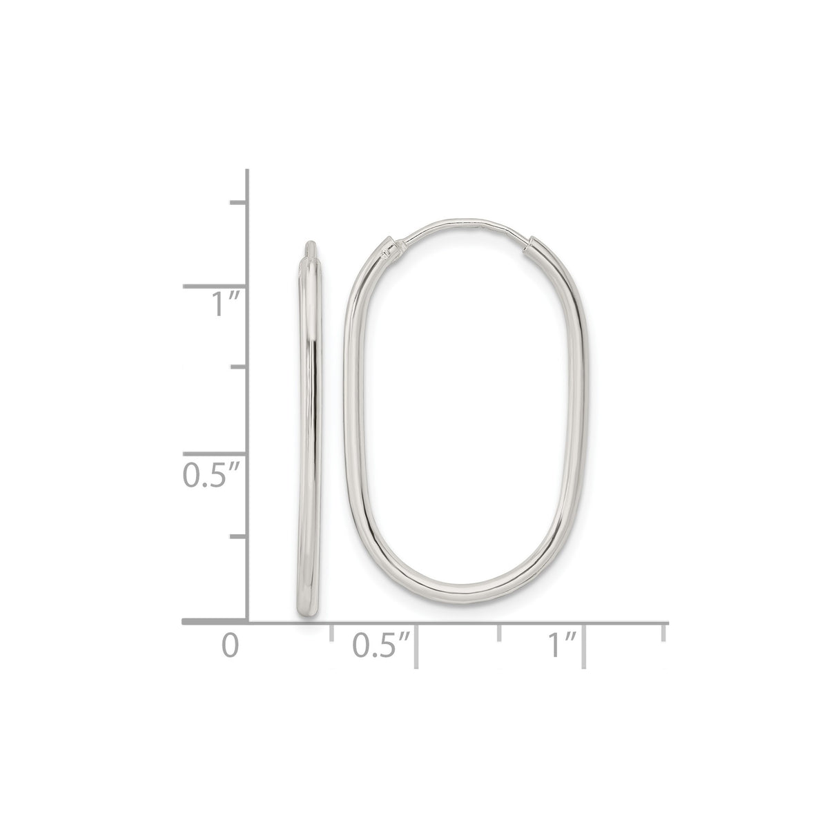 Sterling Silver Oval Hoop Earrings, Lightweight Minimalist Design, Hypoallergenic Polished Hoops